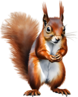 AI generated Red Squirrel. Close-up watercolor of Red Squirrel. png