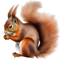 AI generated Red Squirrel. Close-up watercolor of Red Squirrel. png