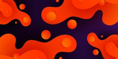 Colorful orange gradient fluid shape on dark purple background. Liquid style vector abstract composition. Eps10 vector