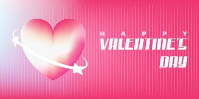 Happy Valentine's Day background, banner, poster, greeting, card. Trendy y2k style vector illustration with gradient, aura heart, shapes and typography.