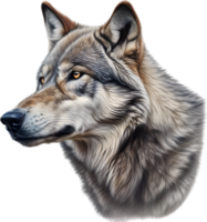 ai généré gris loup, crayon de couleur esquisser de gris loup. png