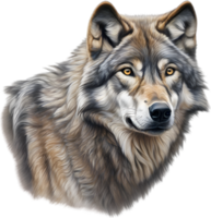 ai generado gris lobo, lápiz de color bosquejo de gris lobo. png