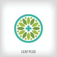 Creative leaf plus sign logo. Unique creative colors. Ecology and company logo template. vector. vector