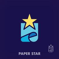 Creative folding paper star logo. Unique creative colors. Paper art and favorite star logo template. vector. vector