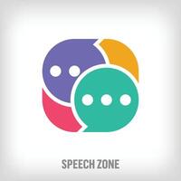 Creative Speech bubble zone logo. Unique color transitions. Teamwork speech logo template. vector