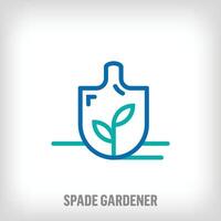 Creative shovel and plant logo. Unique color transitions. Gardener and ecological growth logo template. vector