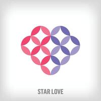 Creative heart geometric star logo. Unique color transitions. Health and entertainment media logo template. vector