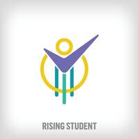 Creative rising student sign logo. Unique creative colors. Education and company logo template. vector. vector