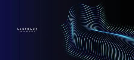 Abstract Dark Navy Blue Waving circles lines Technology Background. Modern Holo gradient with glowing lines shiny geometric shape and diagonal, for brochure, cover, poster, banner, website, header vector