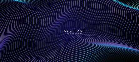 Abstract Dark Navy Blue Waving circles lines Technology Background. Modern Holo gradient with glowing lines shiny geometric shape and diagonal, for brochure, cover, poster, banner, website, header vector