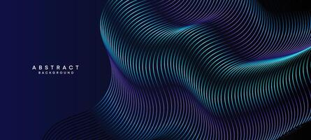 Abstract Dark Navy Blue Waving circles lines Technology Background. Modern Holo gradient with glowing lines shiny geometric shape and diagonal, for brochure, cover, poster, banner, website, header vector