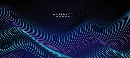 Abstract Dark Navy Blue Waving circles lines Technology Background. Modern Holo gradient with glowing lines shiny geometric shape and diagonal, for brochure, cover, poster, banner, website, header vector