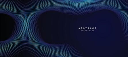 Abstract Dark Blue Waving circles lines Technology Background. Modern Navy Blue gradient with glowing lines shiny geometric shape and diagonal, for brochure, cover, poster, banner, website, header vector