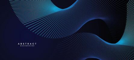 Abstract Dark Blue Waving circles lines Technology Background. Modern Navy Blue gradient with glowing lines shiny geometric shape and diagonal, for brochure, cover, poster, banner, website, header vector