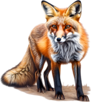 ai generado rojo zorro, de cerca lápiz de color bosquejo de rojo zorro, vulpes vulpes. png