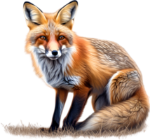 ai generiert rot Fuchs, Nahansicht Buntstift skizzieren von rot Fuchs, Vulpes Vulpes. png