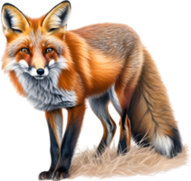 ai generiert rot Fuchs, Nahansicht Buntstift skizzieren von rot Fuchs, Vulpes Vulpes. png