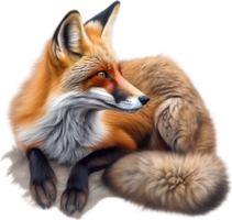 ai genererad röd räv, närbild färgpenna skiss av röd räv, vulpes vulpes. png