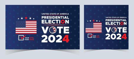 conjunto de votar 2024. presidencial elección día en unido estados elección 2024 EE.UU. político elección Campaña bandera. fondo, correo, bandera, tarjeta, póster diseño con votar día noviembre 5 5 nosotros vector