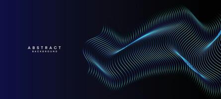 Abstract Dark Navy Blue Waving circles lines Technology Background. Modern Holo gradient with glowing lines shiny geometric shape and diagonal, for brochure, cover, poster, banner, website, header vector