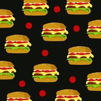 Burgers pattern on black background vector