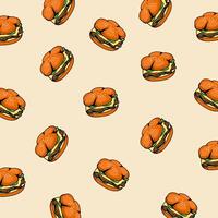 Hand drawn burgers pattern vector