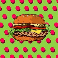 Burger on pop art background vector