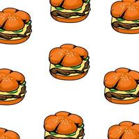 Hand drawn burger pattern vector