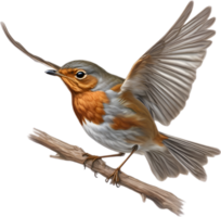 AI generated Robin bird, Close-up colored-pencil sketch of European Robin, Erithacus rubecula. png