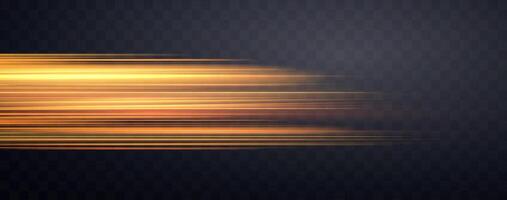 Speed rays, velocity light neon flow, zoom in motion effect, orange glow speed lines, colorful light trails, stripes. Abstract background, vector illustration.