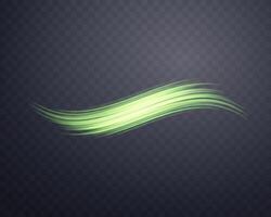 Glowing green lines. Neon realistic energy speed. Abstract light effect . Vector illustration.