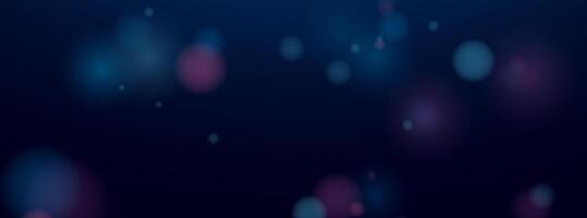 Blurred bokeh light on dark blue background. Defocused blinking stars and sparks. Abstract vector illustration.