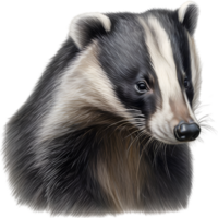 AI generated Badger. Close-up colored-pencil sketch of Badger, Meles meles. png