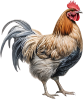 AI generated Bantam. Close-up colored-pencil sketch of a Japanese bantam. png