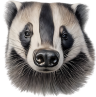 AI generated Badger. Close-up colored-pencil sketch of Badger, Meles meles. png