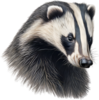 AI generated Badger. Close-up colored-pencil sketch of Badger, Meles meles. png