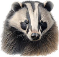 AI generated Badger. Close-up colored-pencil sketch of Badger, Meles meles. png