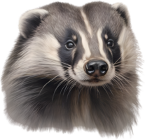 AI generated Badger. Close-up colored-pencil sketch of Badger, Meles meles. png