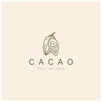 cocoa logo,cocoa bean,cocoa tree,cocoa branches and leaves,chocolate mix on white background,vintage,modern,simple,minimalist icon illustration template design vector