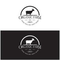 Clásico orgánico animal granja logo prima retro silueta para negocio, ganado, etiquetas y insignias vector