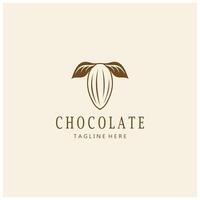 cocoa logo,cocoa bean,cocoa tree,cocoa branches and leaves,chocolate mix on white background,vintage,modern,simple,minimalist icon illustration template design vector