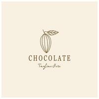 cocoa logo,cocoa bean,cocoa tree,cocoa branches and leaves,chocolate mix on white background,vintage,modern,simple,minimalist icon illustration template design vector