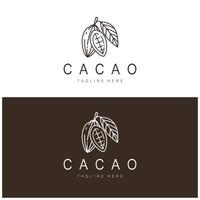 cacao logotipo,cacao frijol, cacao árbol,cacao ramas y hojas,chocolate mezcla en blanco fondo, vintage, moderno, simple, minimalista icono ilustración modelo diseño vector