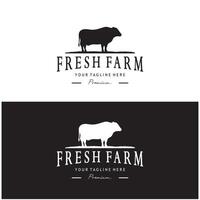 vintage organic animal farm logo premium retro  silhouette for business, livestock, labels and badges. vector