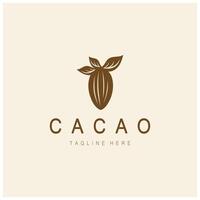 cocoa logo,cocoa bean,cocoa tree,cocoa branches and leaves,chocolate mix on white background,vintage,modern,simple,minimalist icon illustration template design vector