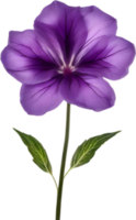 AI generated Violet flower. Close-up glowing translucent violet color flower. png