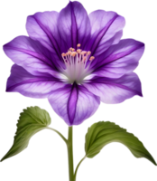 AI generated Violet flower. Close-up glowing translucent violet color flower. png