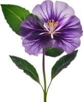 AI generated Violet flower. Close-up glowing translucent violet color flower. png