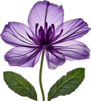 AI generated Violet flower. Close-up glowing translucent violet color flower. png