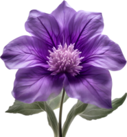 AI generated Violet flower. Close-up glowing translucent violet color flower. png